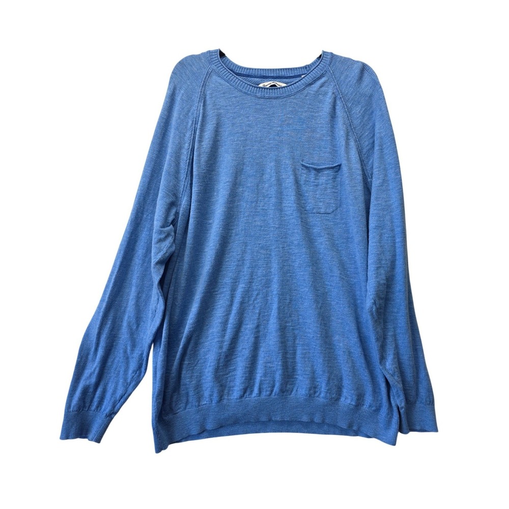 Tommy Bahama Mens XXL Blue Cotton Raglan Long Sleeve Pocket Sweater